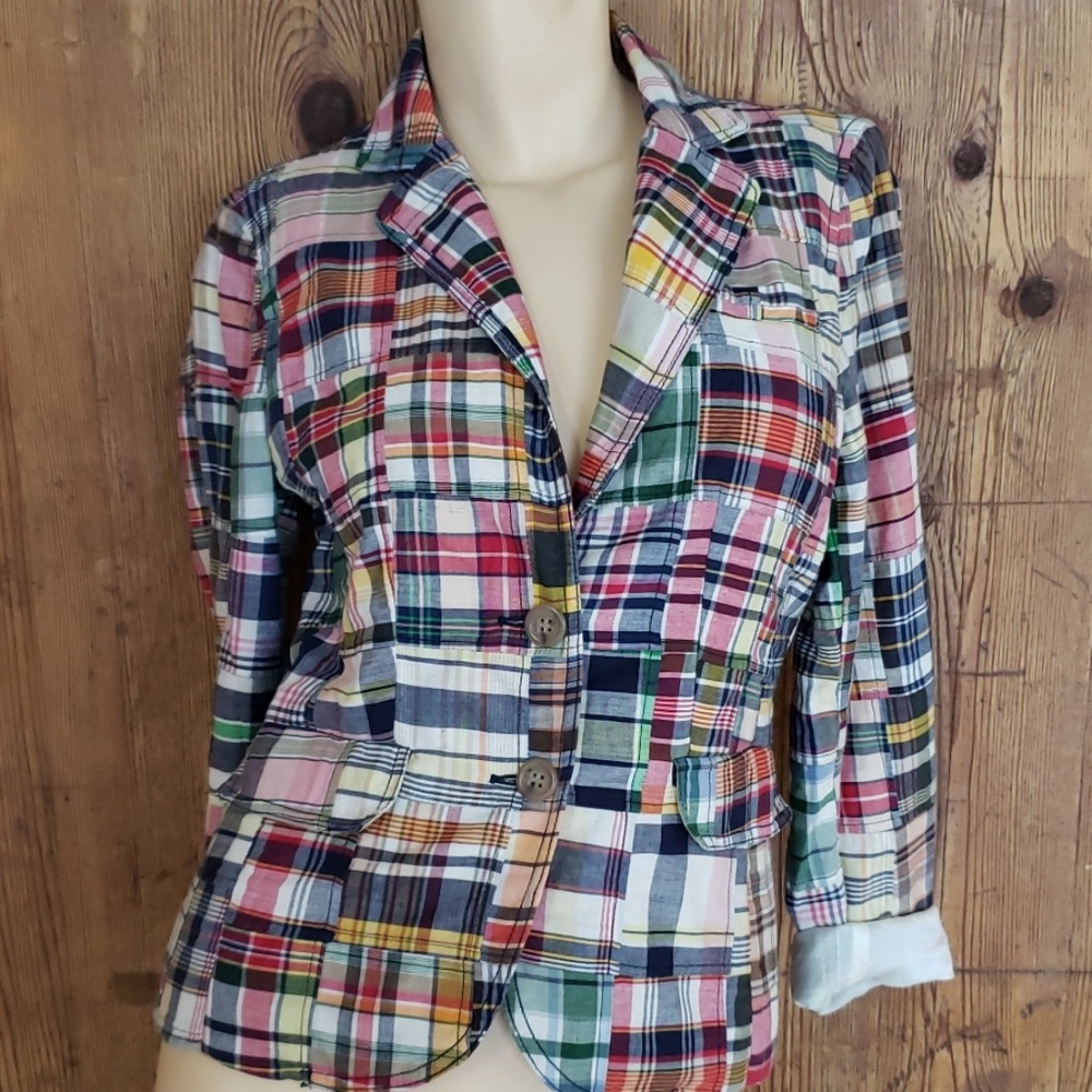 J.Crew Plaid Patchwork Blazer Size Small - image 1